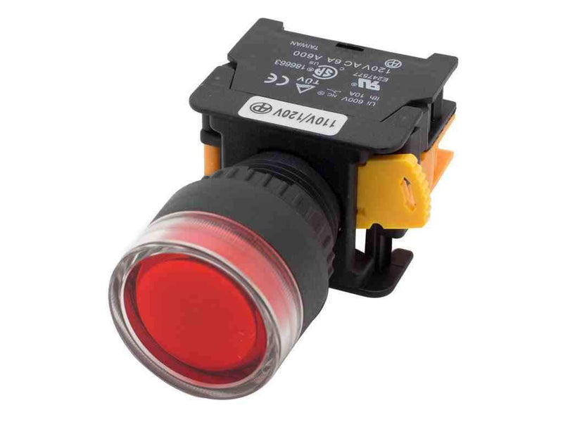 Larson 6A Industrial Push Button - 230V - (1) NC Contact - 22mm, Red - Panel Mount