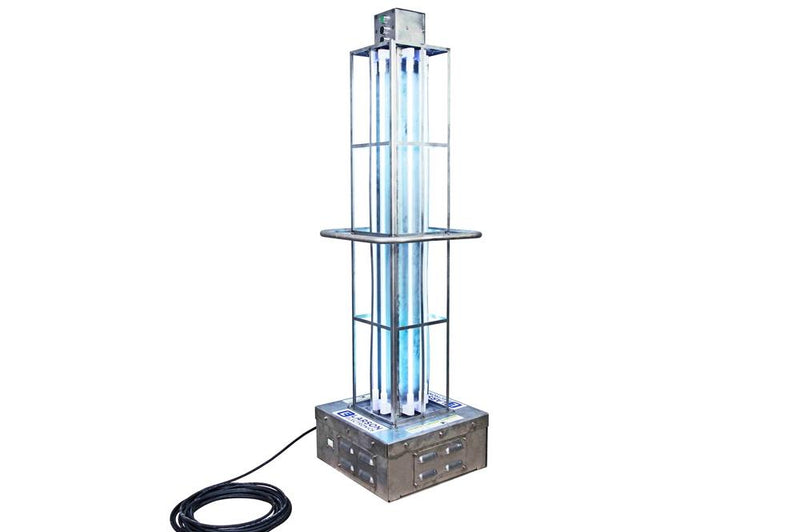 Industrial Portable UV Sanitation Cart - Kills 99% of Viruses - 8000 sq. ft. Area - 304 Stainless Steel - 2' Cord/Surface Mount