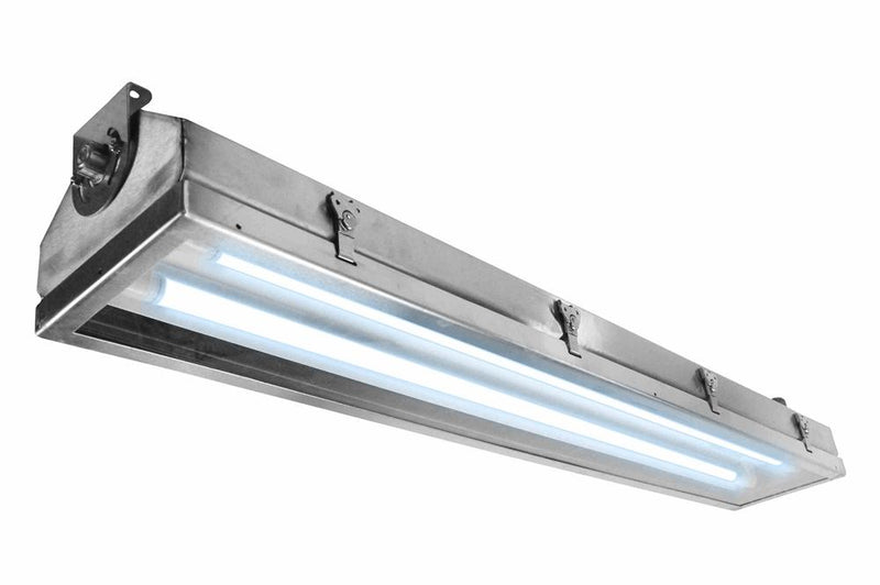 4ft Stainless Steel UV-C Fluorescent Fixture - No Lens - Kills 99% of Viruses