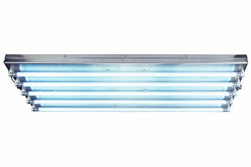 180W Industrial UVC Fluorescent Fixture - 304 SS - (5) 4' UV T8 Lamps - Surface Mount