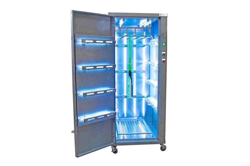 Mobile UV Disinfection Equipment Cabinet - 120V - (20) UVC Lamps, Timer - 25' Cord/Holds 28 Bats