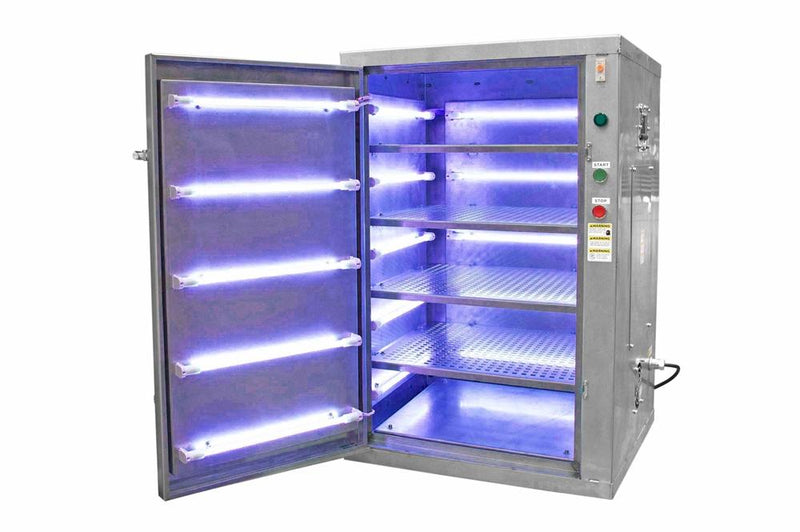 Mobile Far-UV Disinfection Equipment Cabinet - 120V - (10) Mercury-free Excimer Lamps, Timer - Removable Racks - 25' Cord