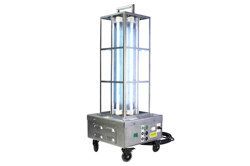 Portable Industrial UV Sanitation Light - Kills 99% of Viruses - 1,000 sq.ft. Area - (8) UVC Lamps - Digital Timer - 25' SOOW Cord