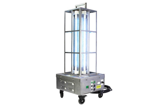 Portable Industrial UV Sanitation Light - Kills 99% of Viruses - 1,000 sq.ft. Area - (8) UVC Lamps - Digital Timer - 25' SOOW Cord - Wireless Remote