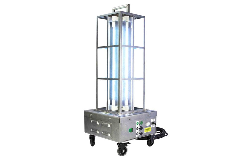 Portable Industrial UV Sanitation Light - Kills 99% of Viruses - 1,000 sq.ft. Area - (8) UVC Lamps - Digital Timer - 25' SOOW Cord - Wireless Remote