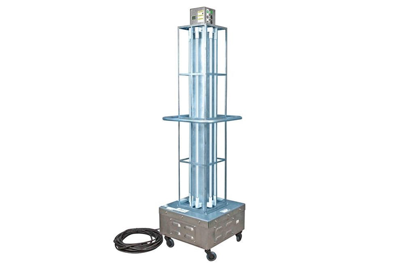 Industrial Portable UV Sanitation Cart - Kills 99% of Viruses - 10,800 sq. ft. Area - 304 Stainless Steel - 50' Cord - Shatterproof Bulbs