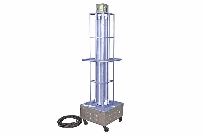 Industrial Portable Far-UV Sanitation Cart - Kills 99% of Viruses - (16) 100W Far-UV Lamps - 304 Stainless Steel - Remote/50' Cord