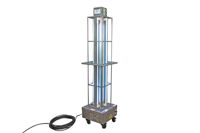 Industrial Portable UV Sanitation Cart - Kills 99% of Viruses - (4) UV Lamps - 304 Stainless Steel - 50' Cord