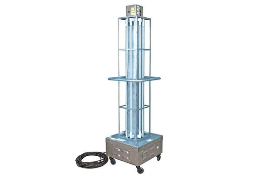 Industrial Portable UV Sanitation Cart - Kills 99% of Viruses - 8000 sq. ft. Area - 304 Stainless Steel - 50' Cord - Digital Timer - Wireless Remote - Hour Meter