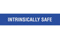 Larson Adhesive Equipment Label - INTRINSICALLY SAFE - White Text w/ Blue Background - 2"H x 10"L
