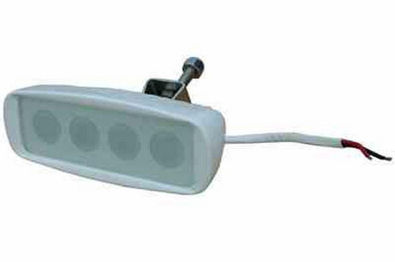LED Spreader Deck Light - 4 LEDS - White Aluminum Housing - 40' Flood Beam Diameter - 10.8 Watts