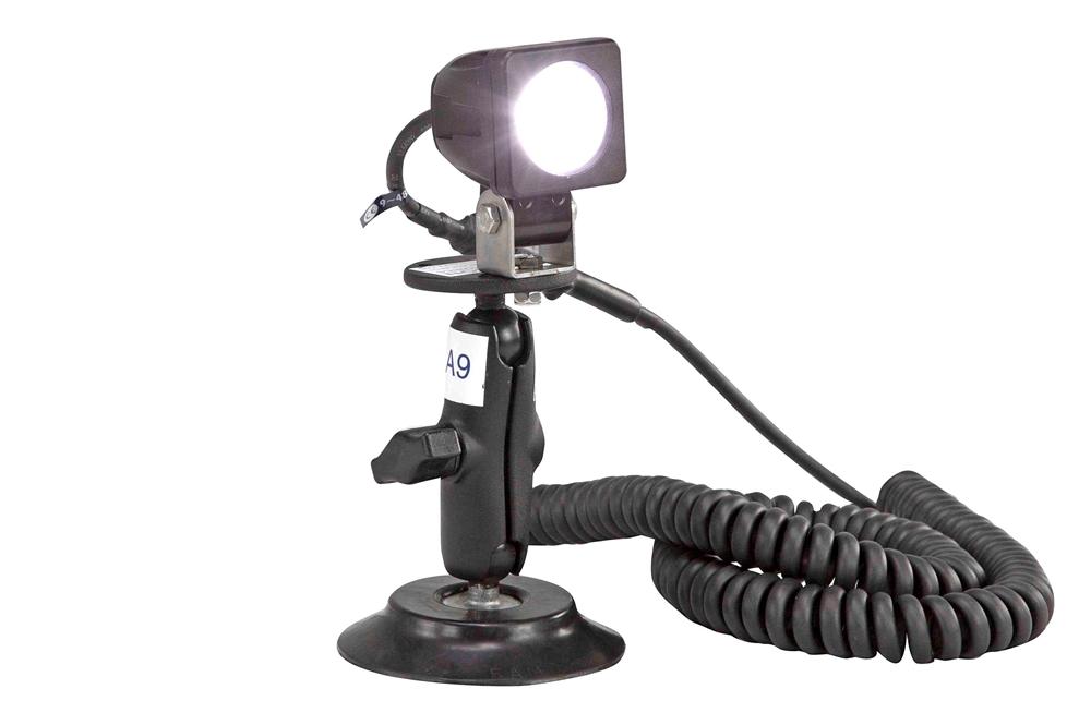10 Watt LED Spotlight on Suction Cup Mount - 9-48VDC - 225' Spot Beam - 900 Lumen - 10 Watts
