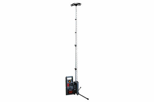 12' Portable LED Light Tower w/ Telescoping Light Heads - 4, 10-Watt LEDs - Rechargeable Battery Pow