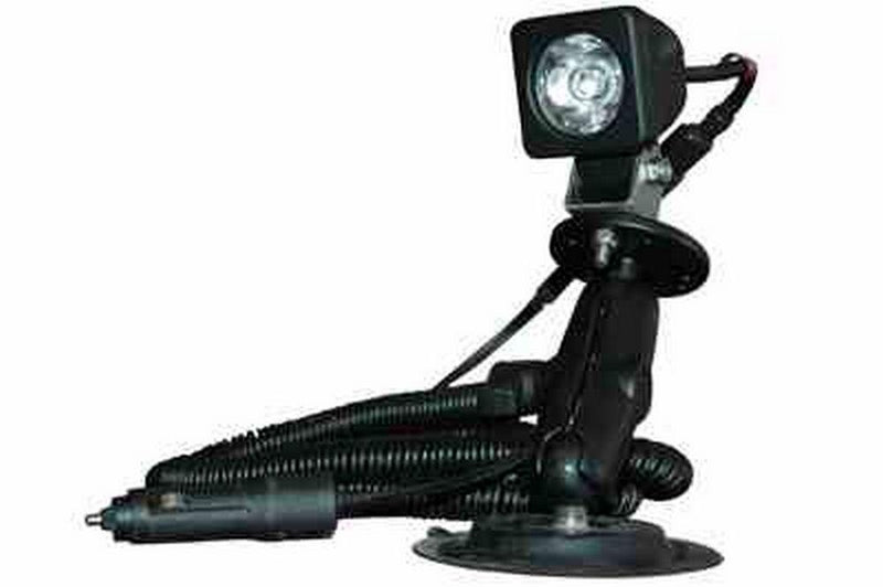 3 Watt Colored LED Spotlight on Suction Cup Mount - 9-48VDC - 180' Spot or 45'X40' Flood