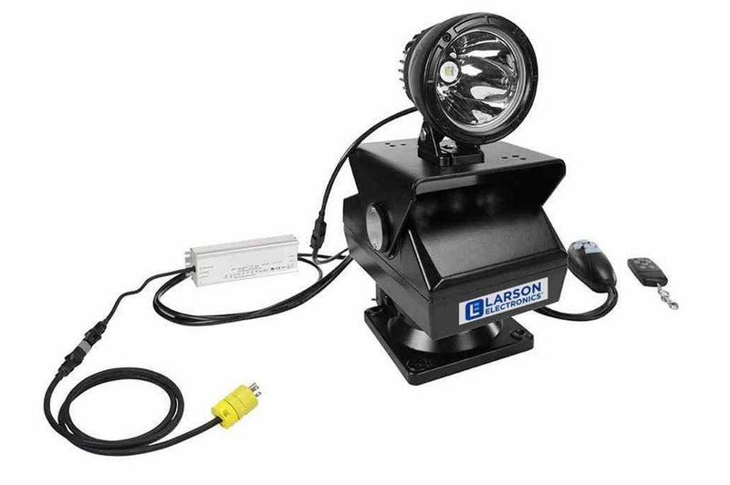 65W LED Light with Remote Controlled Pan Tilt Base - 4355 Lumens - 120-277VAC - 3000' Spot Beam