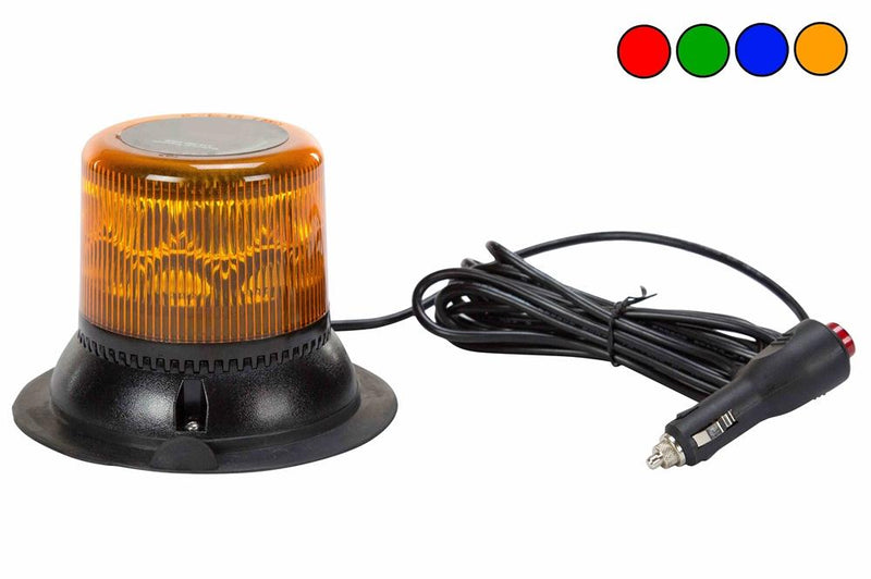 Single LED Strobing Beacon - Magnetic Mount w/ Cigarette Plug - (Avail in Blue, Red or Amber)