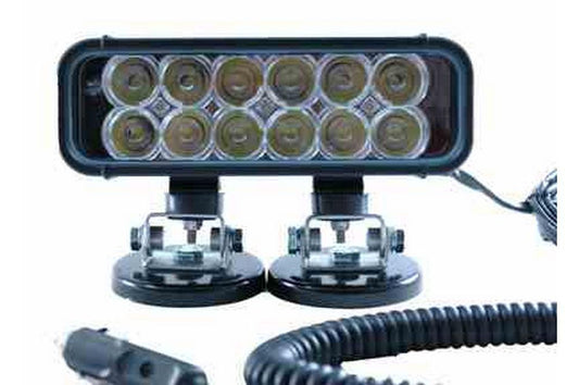 LED Emitter Light - Magnetic Mount - 12 LEDs - 36 Watts - 9-42 VDC - 550'L X 70'W Beam