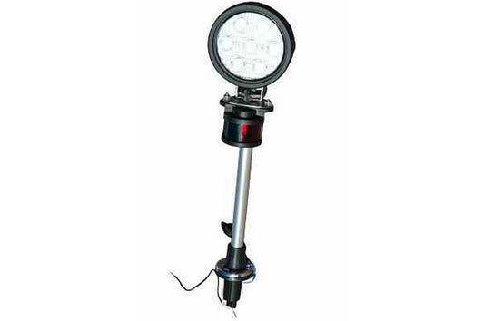 LED Running Lights on Perko Pole Mount - 21 Watts - 7, 3-Watt LEDs - 12-32 Volts - 675'L X 45'W Spot