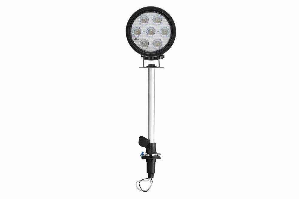LED Light Emitter on Perko Pole Mount - 21 Watts - 7, 3-Watt LEDs - 12-32 Volts - 675'L X 45'W Spot