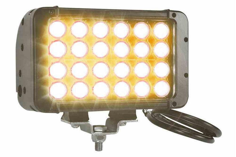 LED Light - Amber (Yellow) - 24 LEDs - 72 Watts - Aluminum Housing - 9-42 Volts DC - 4230 Lumen