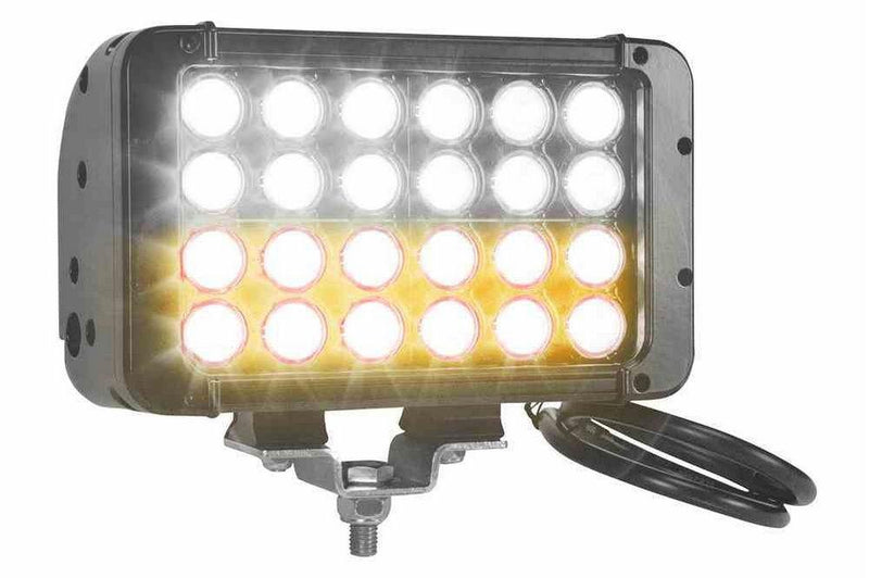 LED Light Emitter - 12 Amber LEDs, 12 White LEDs - 72 Watts - 800'L X 100'W Spot Beam - 9-42VDC