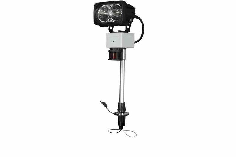 LED Light Emitter on Perko Pole Mount - 20 Watts - 2x10-Watt LEDs - 12-32 Volts - 700'L X 120'W Spot