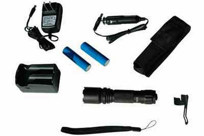 Rechargeable LED Flashlight - Accessory Kit - 600' Spot Beam - 200 Lumen