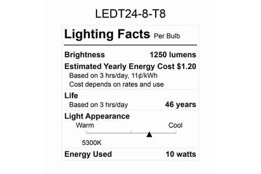 Larson LED Bulb- T8 - 50,000 Hour Life - 10 Watts - 2 Foot replacement or upgrade for fluorescent light fix