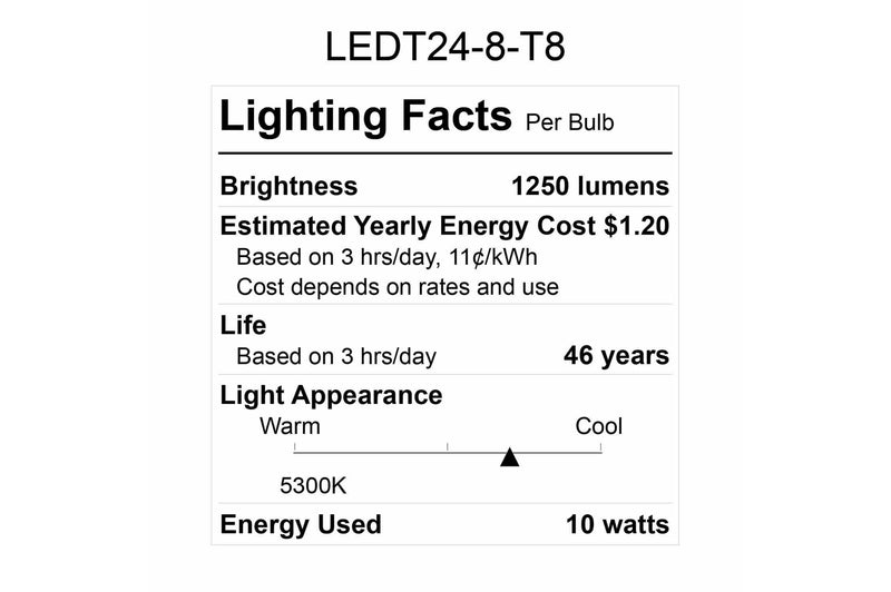 Larson LED Bulb- T8 - 50,000 Hour Life - 10 Watts - 2 Foot replacement or upgrade for fluorescent light fix