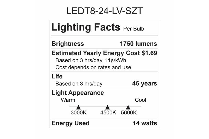 Larson 14 Watt LED Bulb - 2 Foot T8 Lamp - 1750 Lumens - Low Voltage DC - Sub Zero Temperatures - -40C