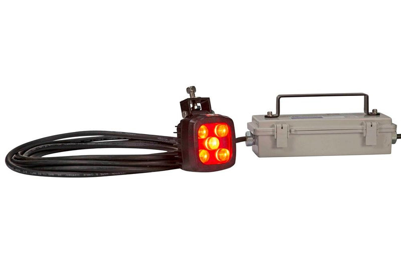 25W Red Crane LED Warning Light - 2250 Lumens - 120-277V AC - Pedestrian Warning Safety Light - IP67