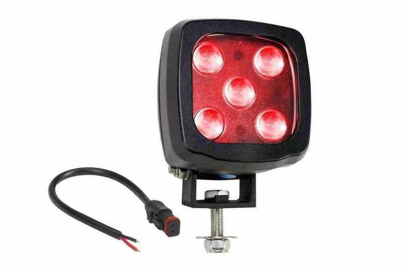 Red Forklift LED Warning Spotlight - 25W 2250 Lumen - 9-60V DC - Red Pedestrian Safety Light - IP67