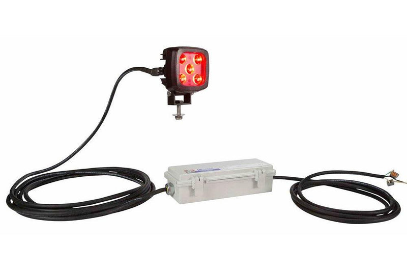 25W Red LED Warning Spotlight - 2250 Lumens - 125V DC - Red Safety Light - IP67