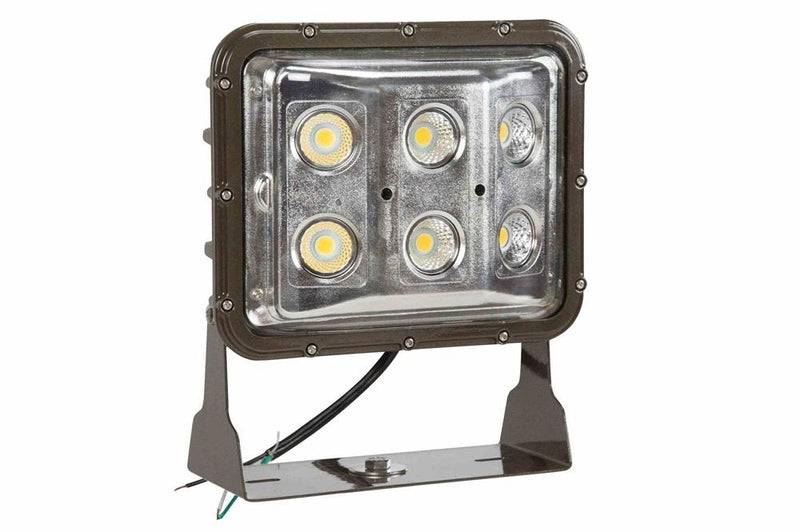 60 Watt Low Profile LED Wall Pack Light - Wide Flood Beam - Trunnion U-Bracket Mount w/ (3) Thru Holes