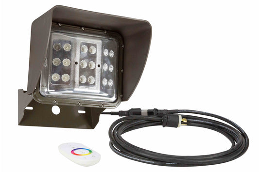 Larson 60 Watt Remote Control Color Changing LED Wall Pack Light - 20' Cord - U-Bracket Mount - Wide Flood