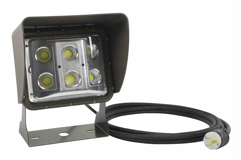 Larson 60W LED Low Profile Wall Pack Light With Glare Shield and 25' Cord - U Bracket Mount  - Wide Flood