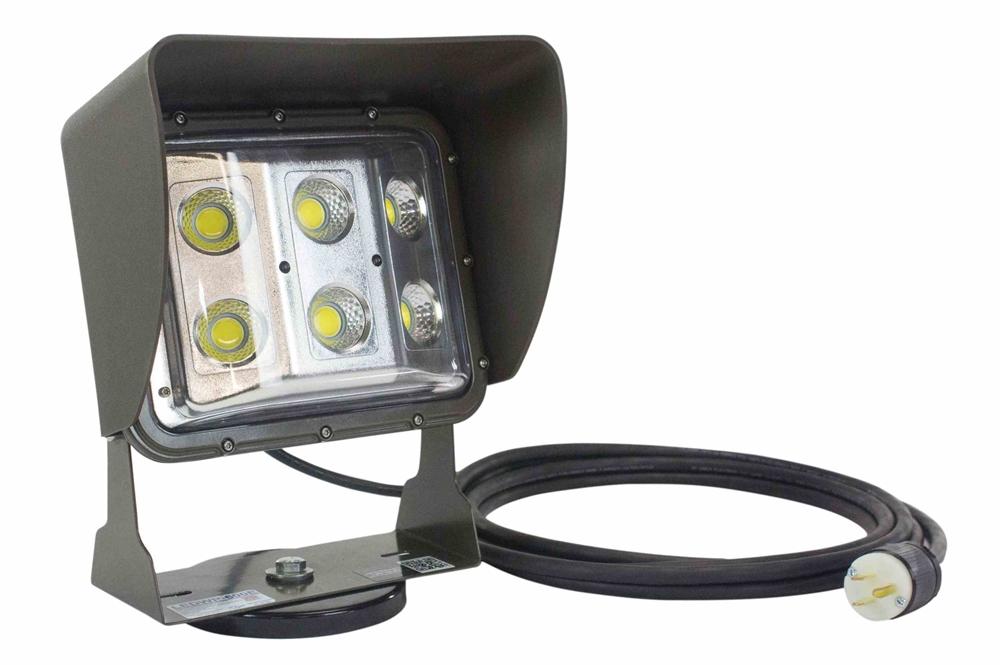 60 Watt Low Profile LED Wall Pack Light w/ Glare Shield - Magnetic Mount - Wide Flood Beam - 1' (12") Whip w/ General Area Cord Cap