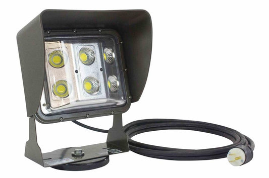 60 Watt Low Profile LED Wall Pack Light w/ Glare Shield - Magnetic Mount - Wide Flood Beam - 1' (12") Whip w/ General Area Cord Cap