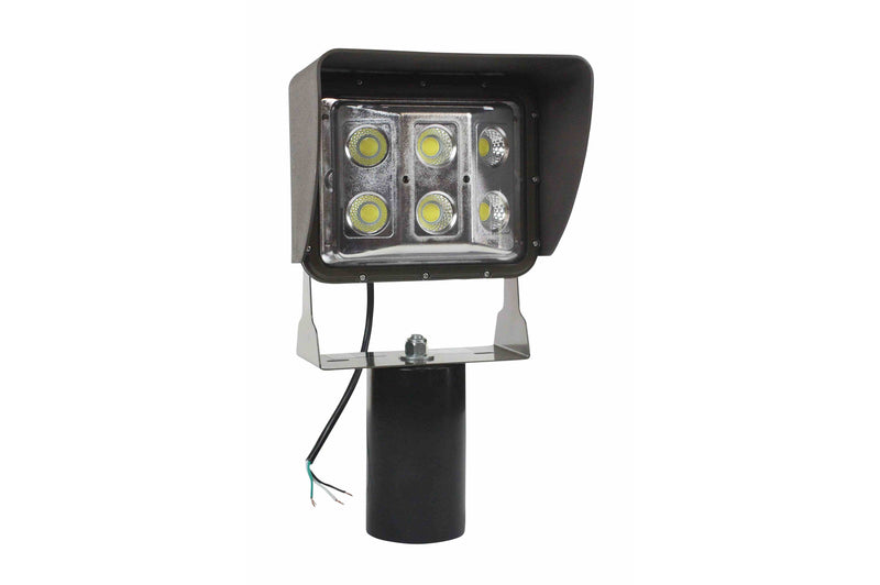 Larson 60 Watt Low Profile Pole Top Mount LED Flood Light - Wide Flood Beam - Angled Reflector