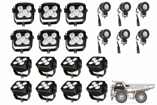 Larson LED Light Package for Caterpillar 785 Dump Truck- LED Retrofit/Fitout  (14) LEDP10W-50E  (1) LEDP1