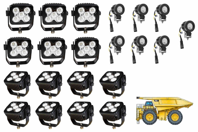 Larson LED Light Package for Caterpillar 793D Dump Truck - LED Retrofit/Fitout  (14) LEDP10W-50E  (7) LED