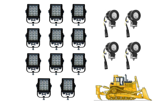 Larson LED Light Package for Caterpillar D10 Loader- LED Retrofit/Fitout  (11) LEDP5W-12 (4) LEDP10W-1R