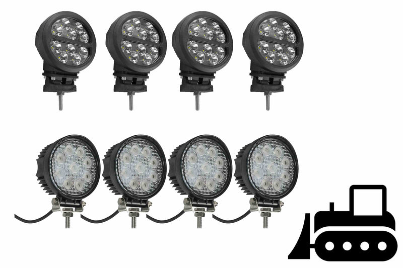 Larson LED Cab Light Upgrade Kit for Caterpillar D4E Bulldozers - (4) LEDLB-10R-CPR - (4) IL-LED-27R