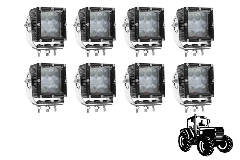 Larson LED Light Package for Case IH 290 Tractor - (8) LEDEQ-3X3-CPR