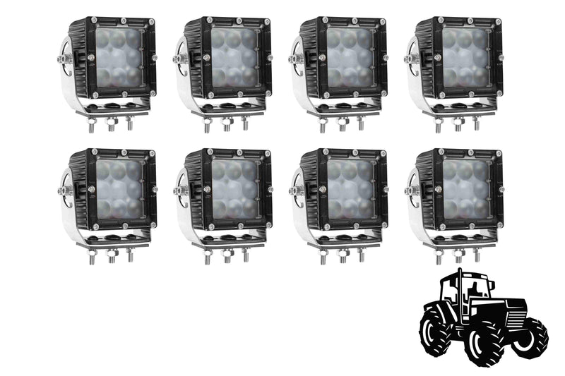 Larson LED Light Package for Case IH 5120 Tractor - (8) LEDEQ-3X3-CPR - Compatible with 1990-1997 Models