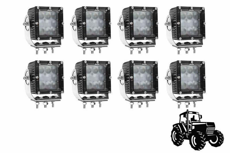 LED Light Package for Case IH 580SL Tractor - (8) LEDEQ-3X3-CPR