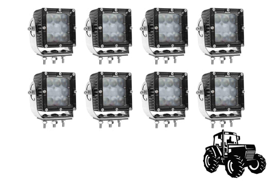 Larson LED Light Package for Case IH 9370 Tractor  - (8) LEDEQ-3X3-CPR