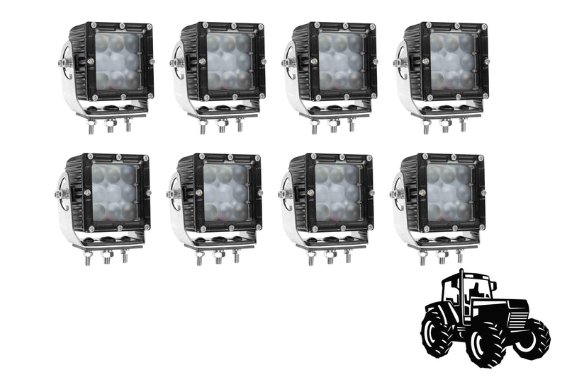 Larson LED Light Package for Case IH MX215 Tractor - (8) LEDEQ-3X3-CPR - Compatible with 2006-2007 Models