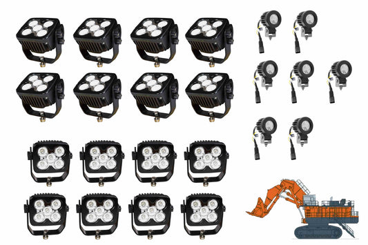 Larson LED Light Package for Hitachi EX5500 Excavator- LED Retrofit/Fitout  (16) LEDP10W-50E  (7) LEDP10W