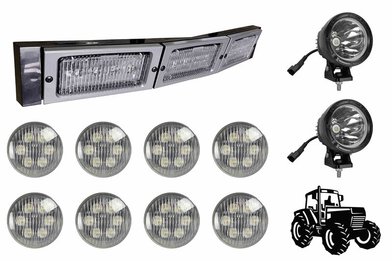 Larson LED Upgrade Kit for JD 4450 Tractor - (8) LED18W-PAR36 - (2) LED25WRE-CPR - (1) LLP-JD-TR-4XXX-HL-3X